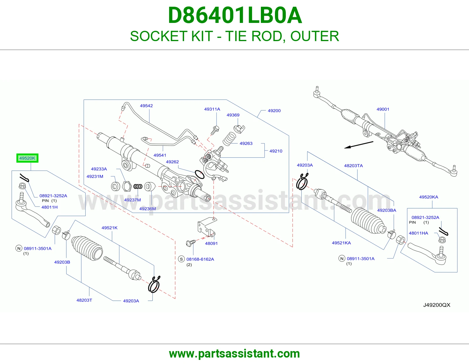 راس ذراع دركسون خارجي D86401LB0A