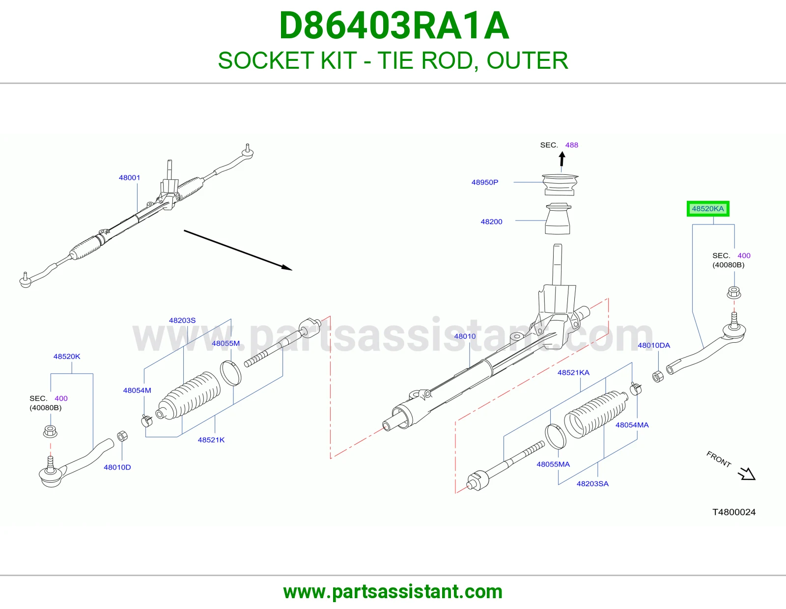 راس ذراع دركسون خارجي يسار D86403RA1A