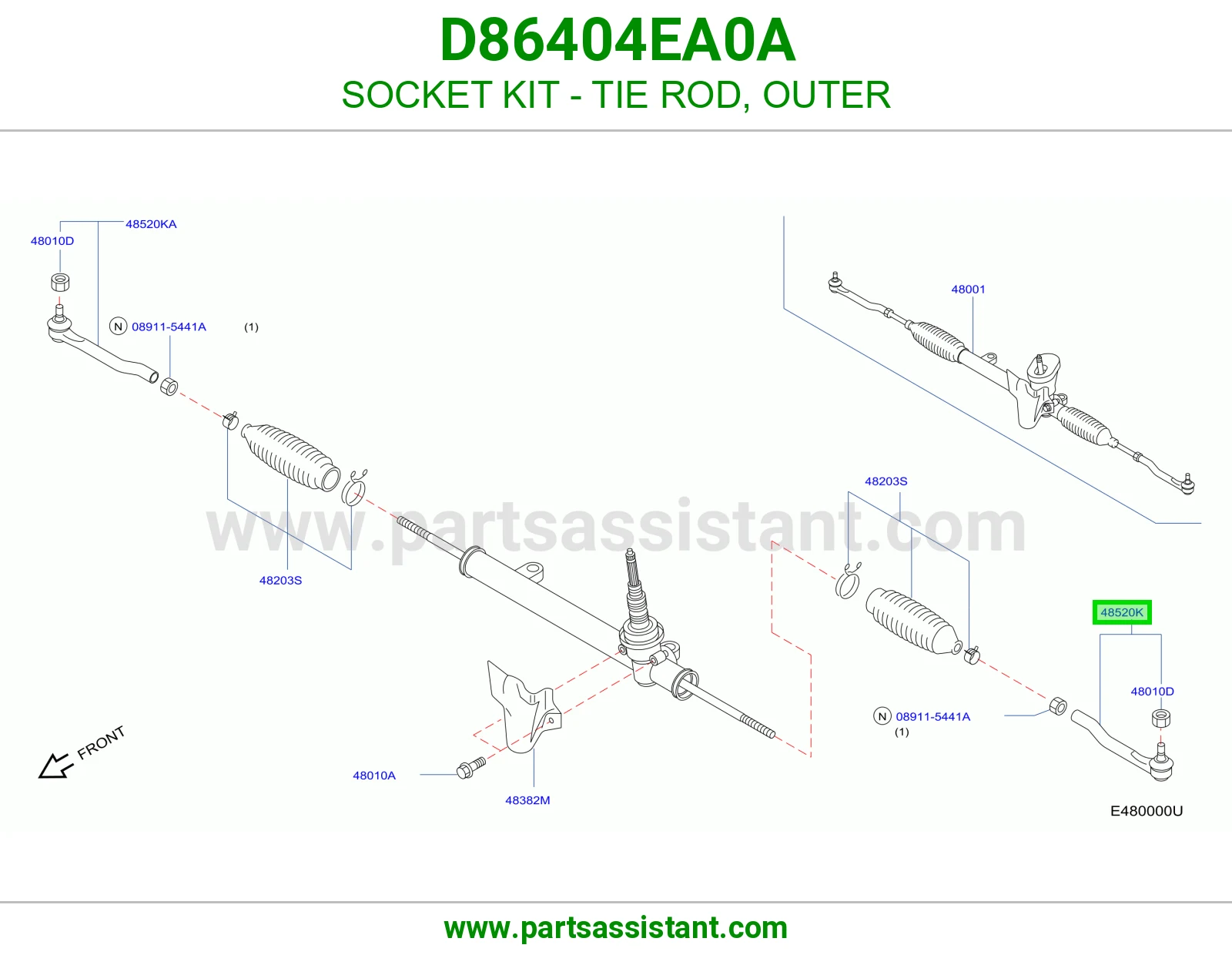 راس ذراع دركسون خارجي D86404EA0A