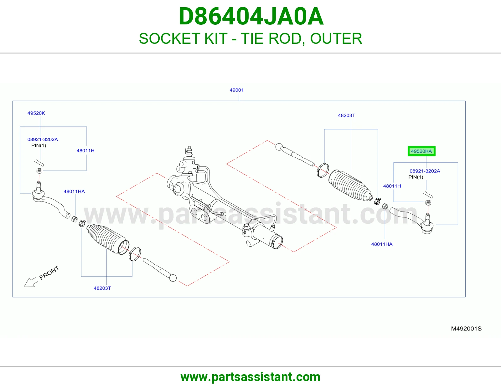 راس ذراع دركسون خارجي D86404JA0A