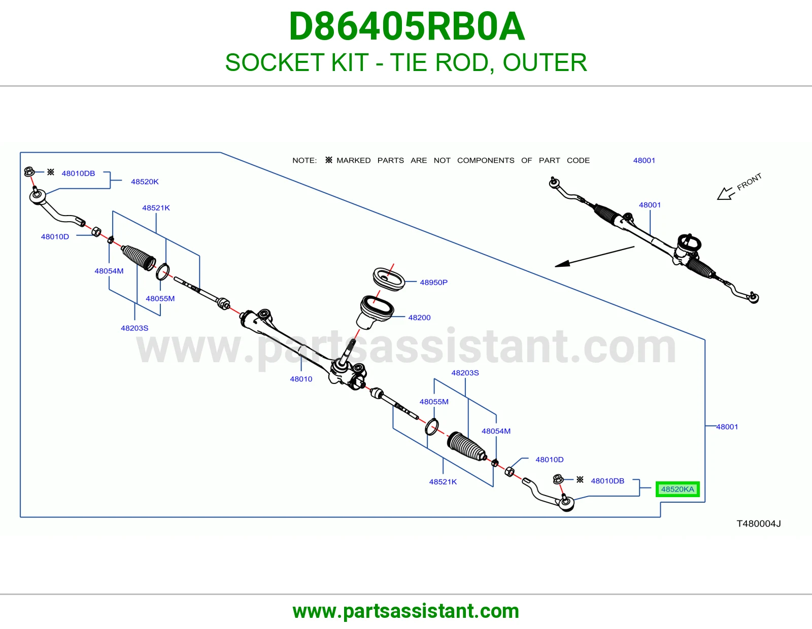 راس ذراع دركسون خارجي يسار D86405RB0A
