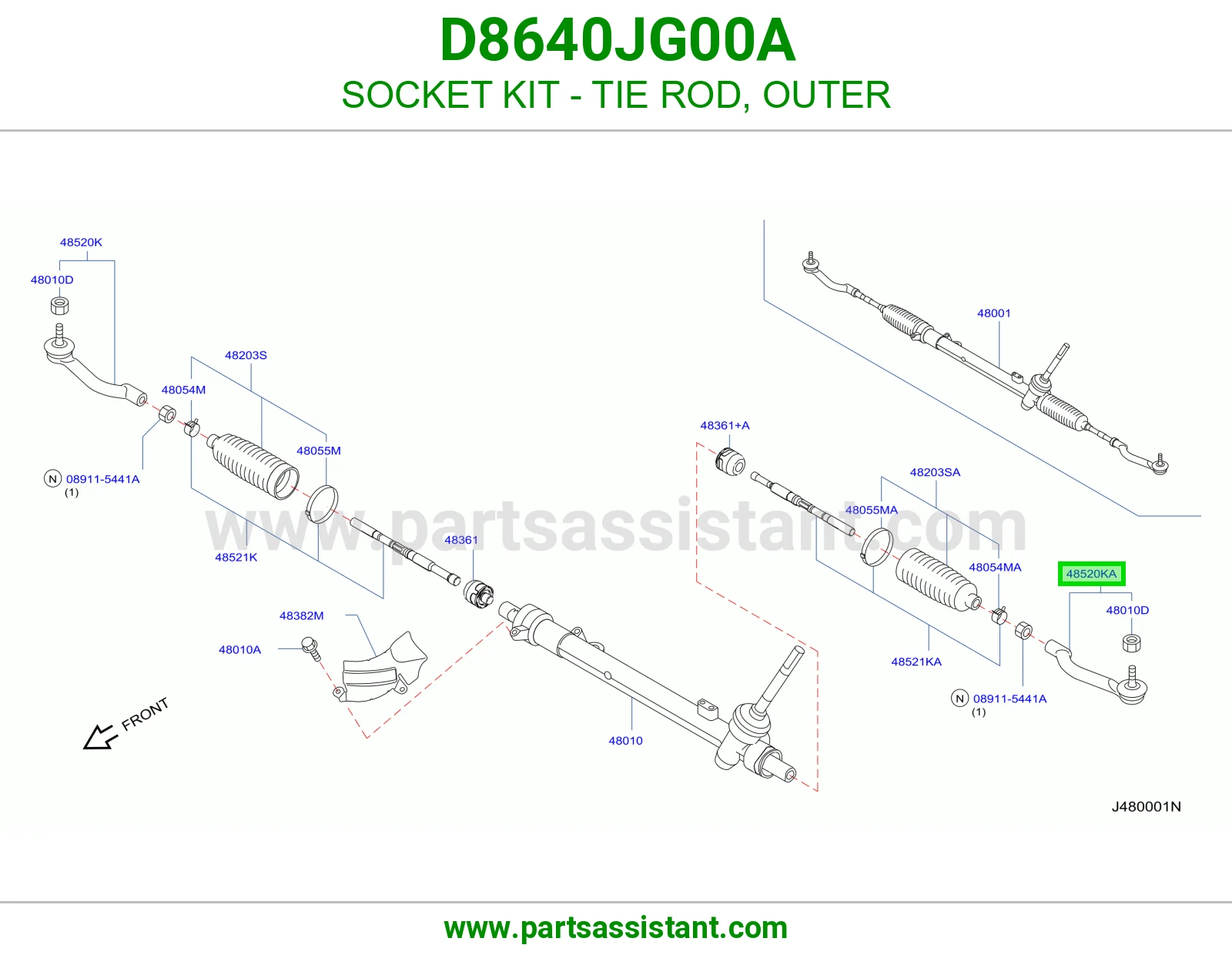 راس ذراع دركسون خارجي يسار D8640JG00A
