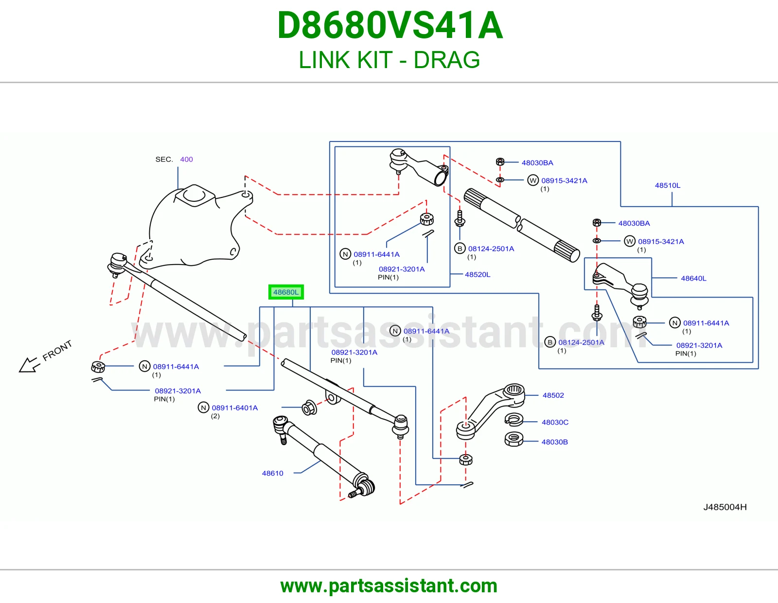 ذراع دركسون امامي طويل D8680VS41A