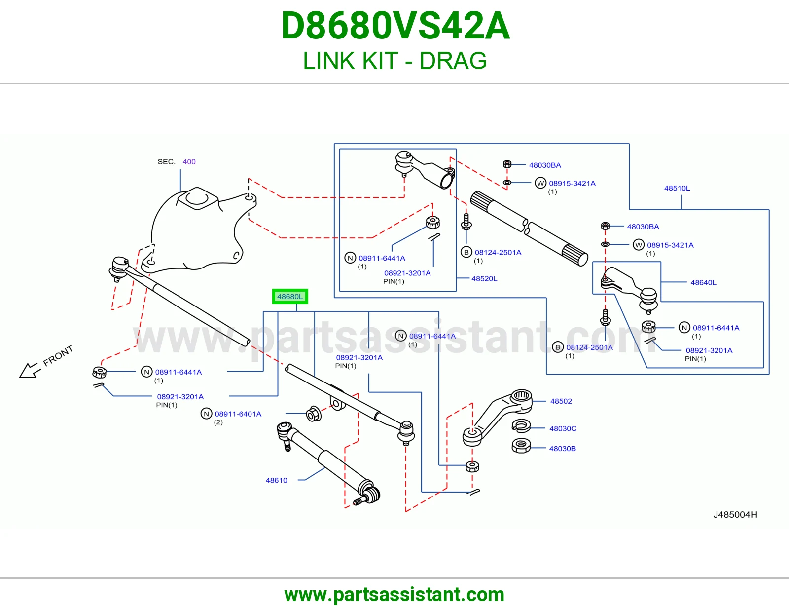 ذراع دركسون امامي طويل D8680VS42A