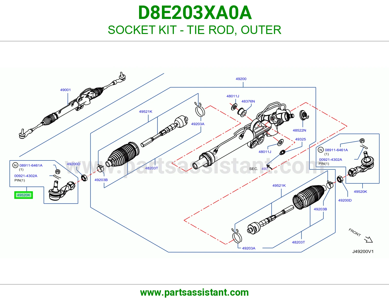راس ذراع دركسون خارجي D8E203XA0A