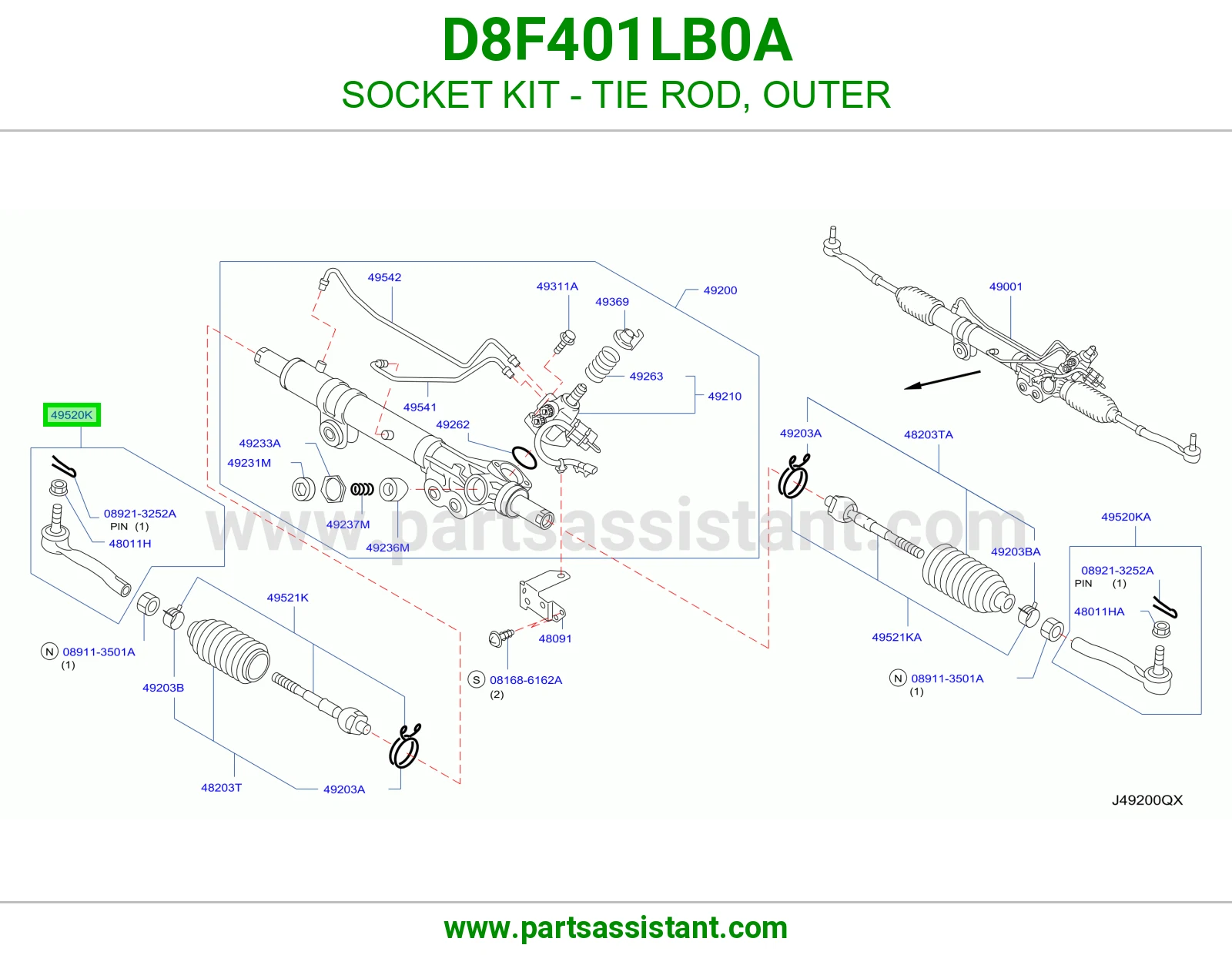 راس ذراع دركسون خارجي D8F401LB0A