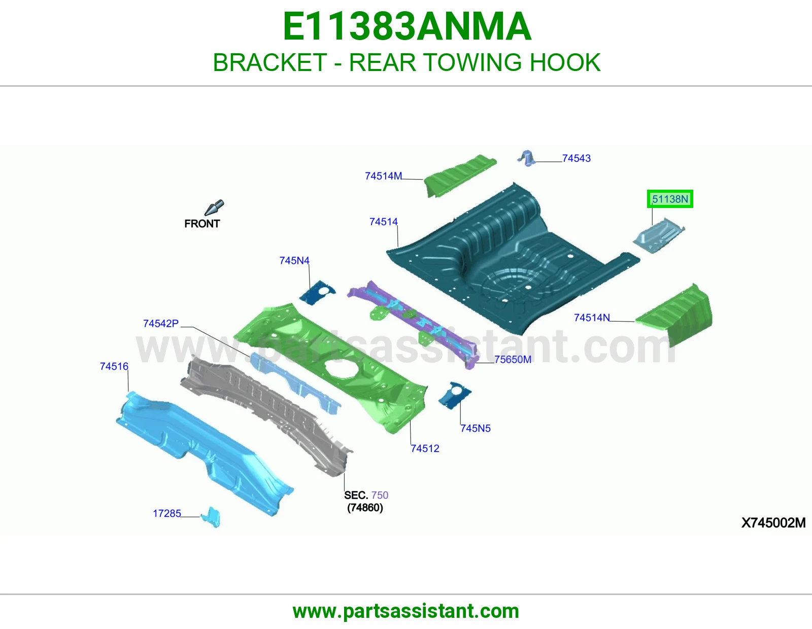 قاعدة هوك سحب خلفي E11383ANMA