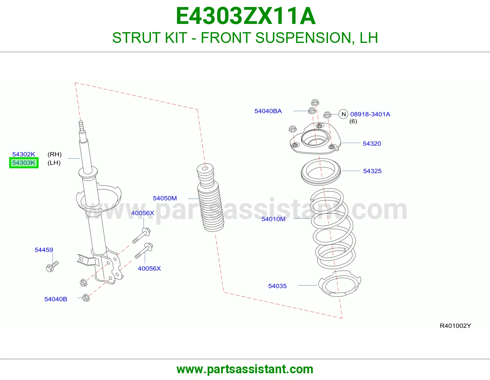 STRUT KIT - FRONT SUSPENSION, LH E4303ZX11A