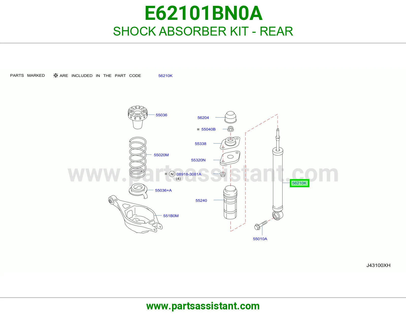 SHOCK ABSORBER KIT - REAR E62101BN0A