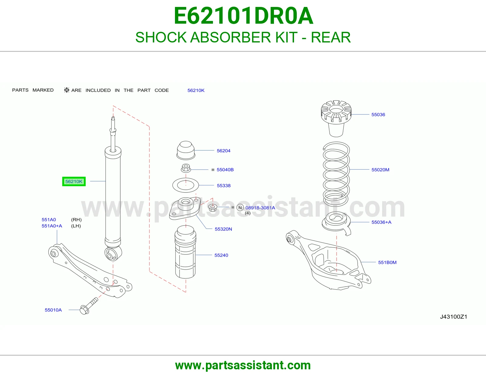 SHOCK ABSORBER KIT - REAR E62101DR0A