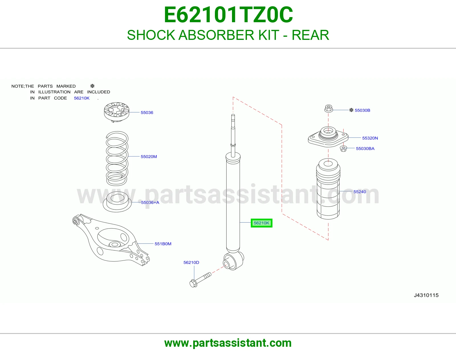 مساعد خلفي E62101TZ0C
