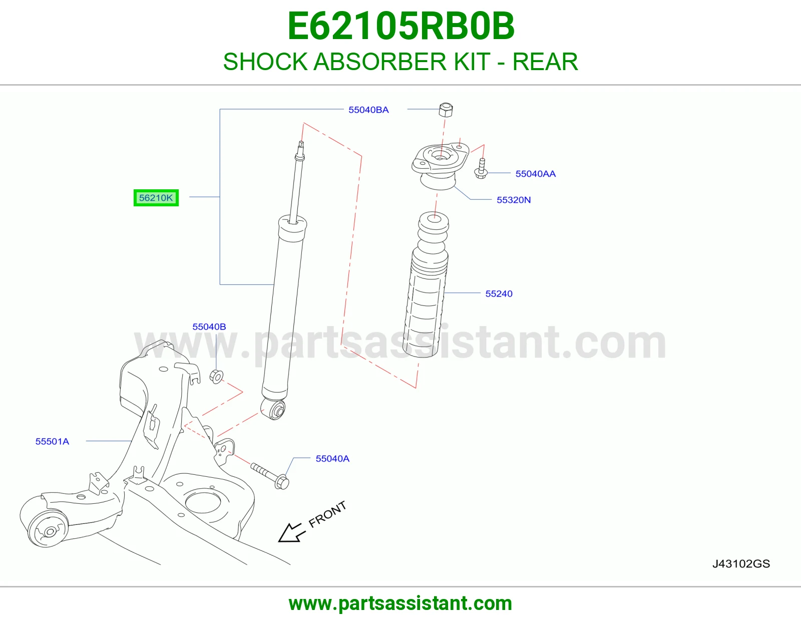 مساعد خلفي E62105RB0B