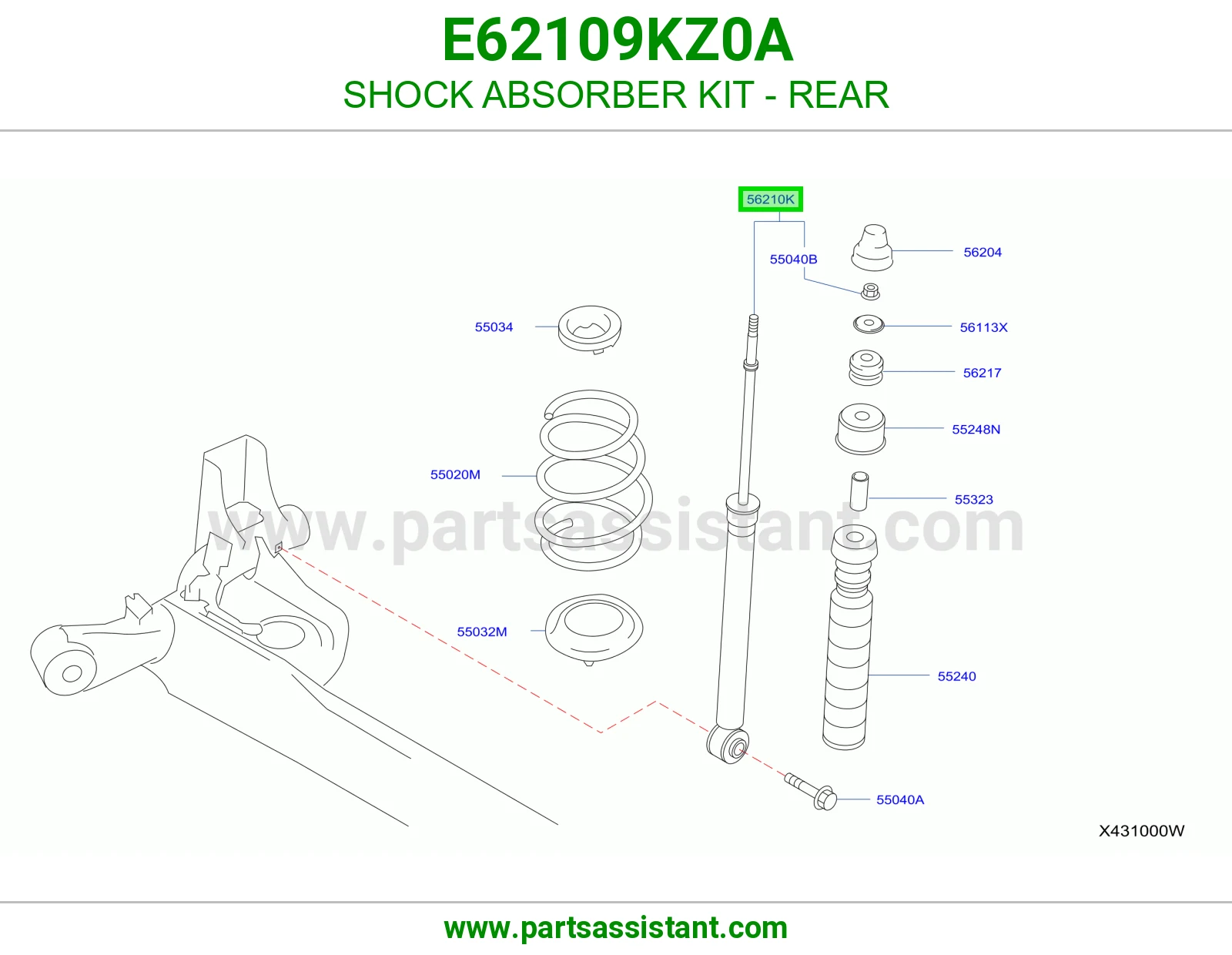 SHOCK ABSORBER KIT - REAR E62109KZ0A