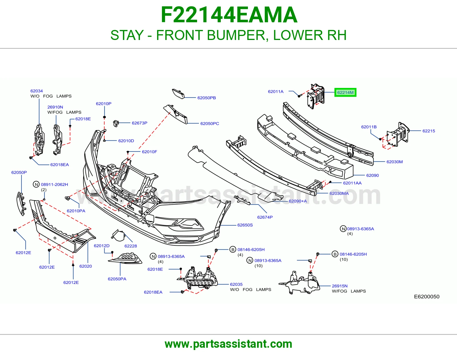 دعامة صدام أمامي تحت يمين F22144EAMA