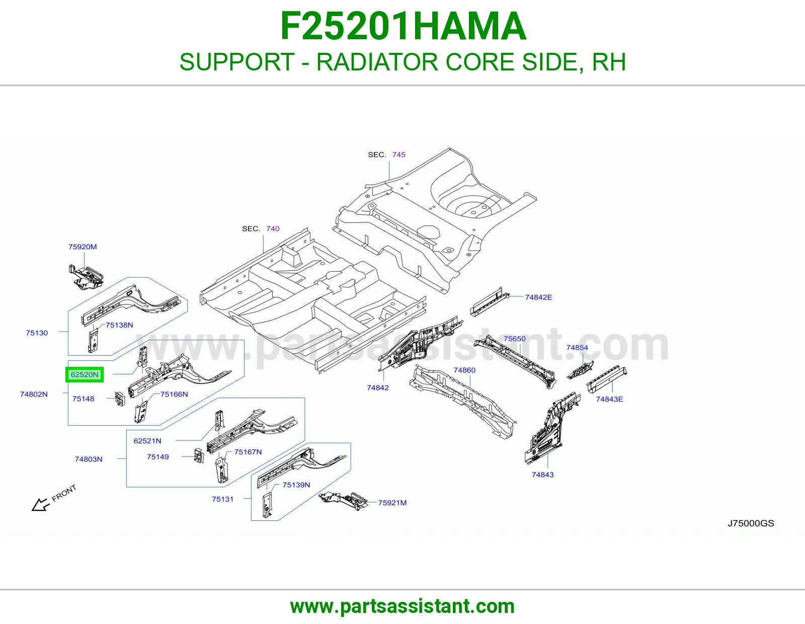 قاعدة جنب رديتر يمين F25201HAMA