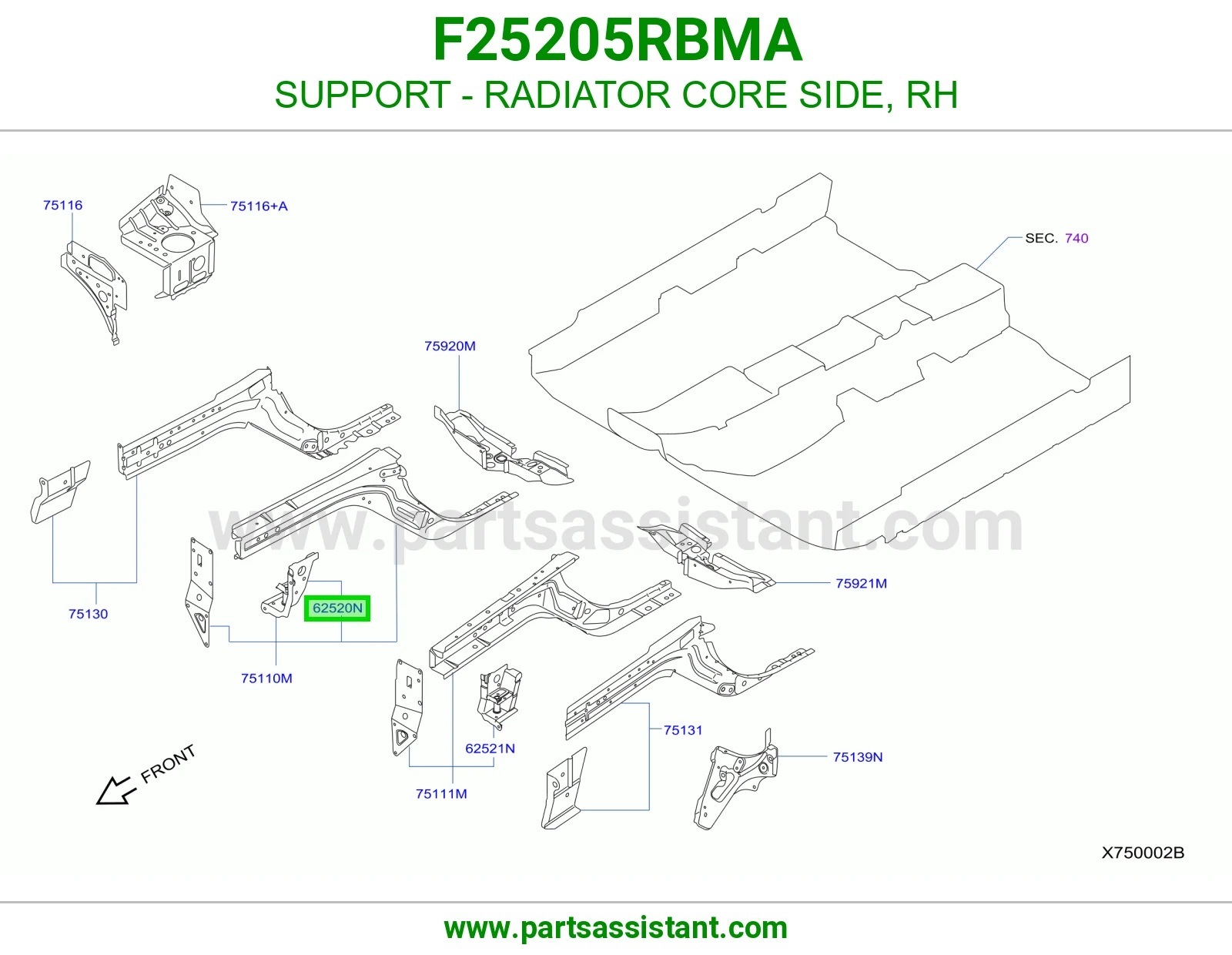قاعدة جنب رديتر يمين F25205RBMA