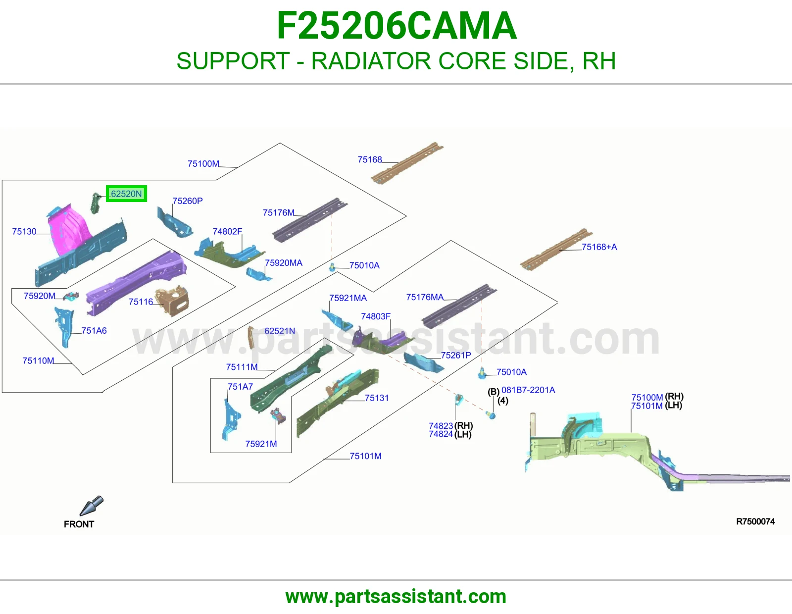قاعدة جنب رديتر يمين F25206CAMA