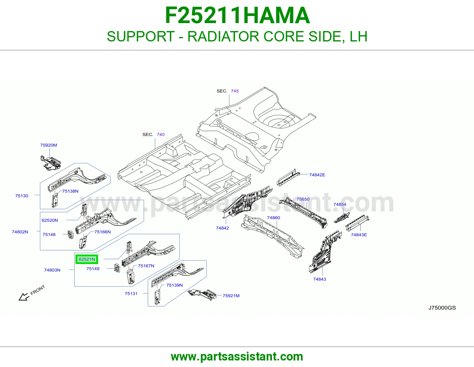 قاعدة جنب رديتر يسار F25211HAMA