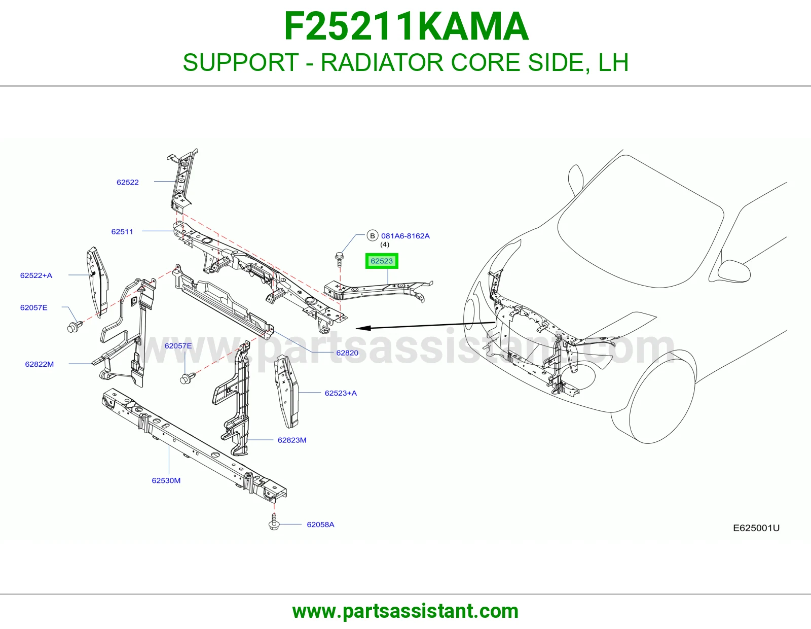 قاعدة جنب رديتر يسار F25211KAMA