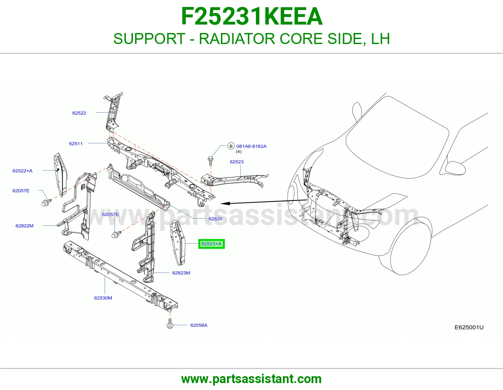 قاعدة جنب رديتر يسار F25231KEEA