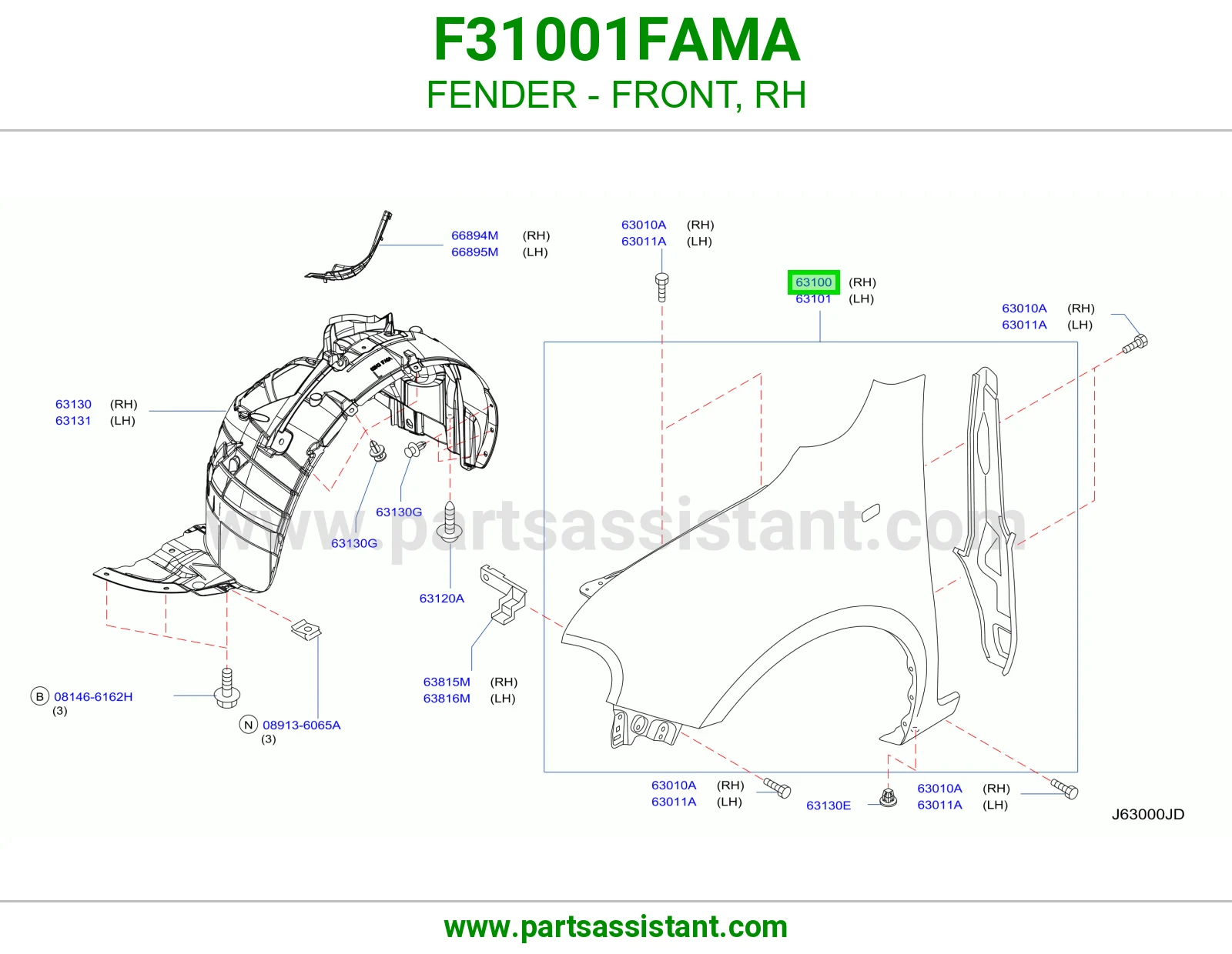 رفرف امامي يمين F31001FAMA