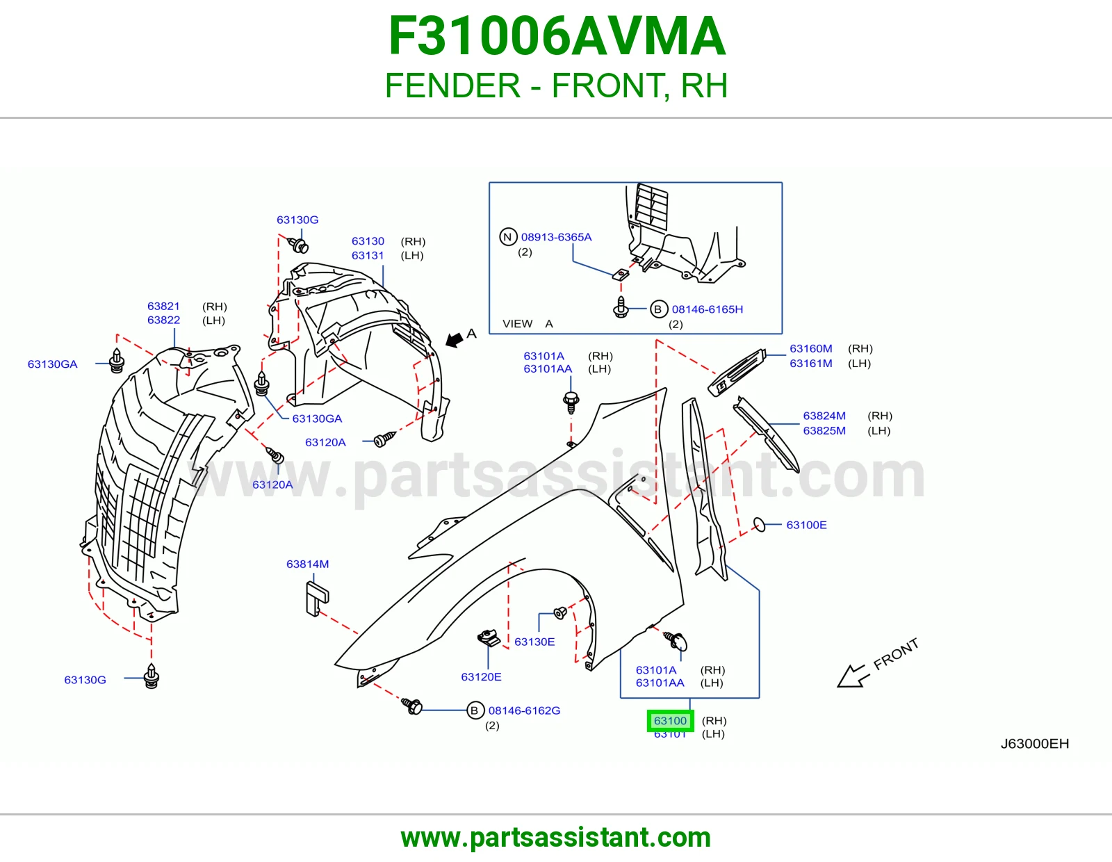 رفرف امامي يمين F31006AVMA