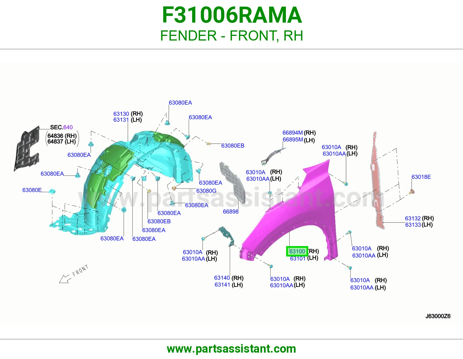 رفرف امامي يمين F31006RAMA