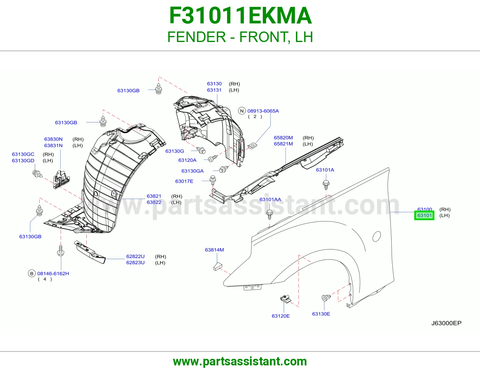 رفرف امامي يسار F31011EKMA