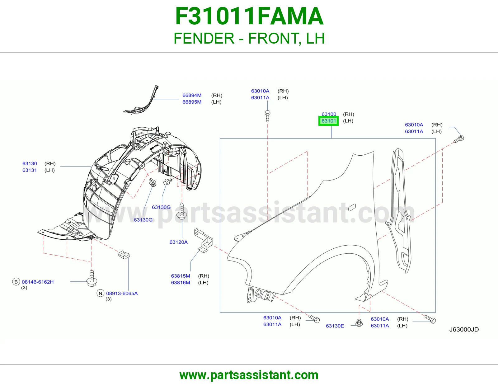 رفرف امامي يسار F31011FAMA