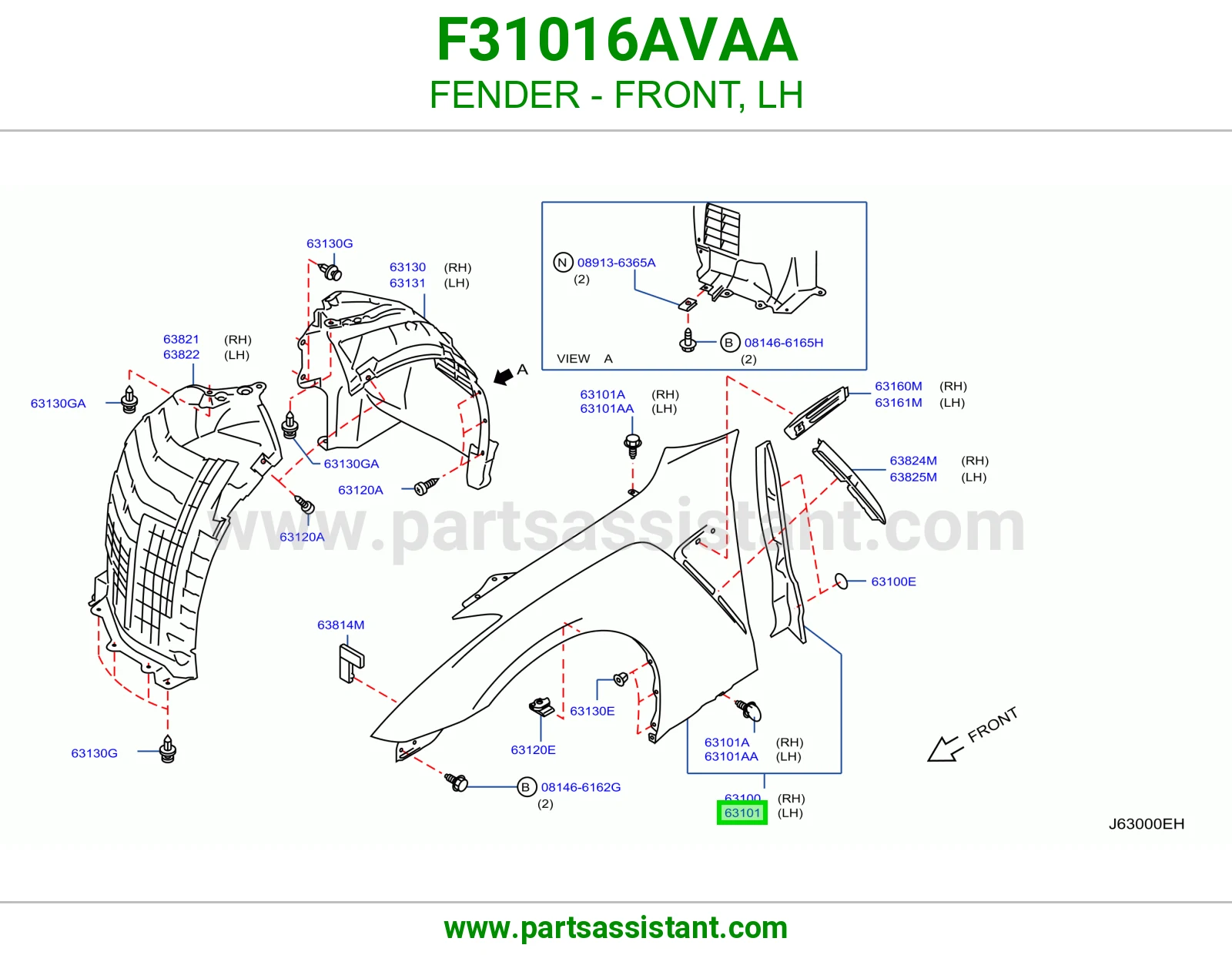 رفرف امامي يسار F31016AVAA