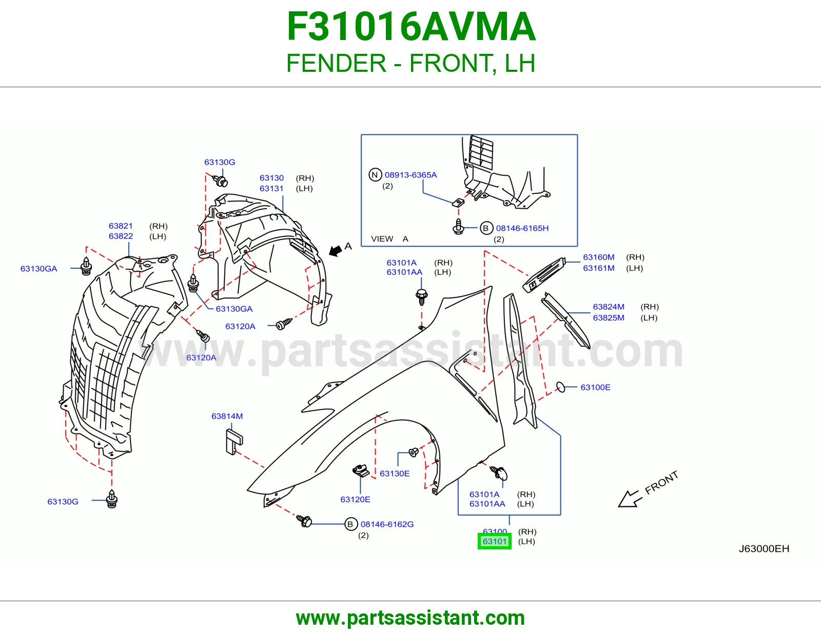 رفرف امامي يسار F31016AVMA