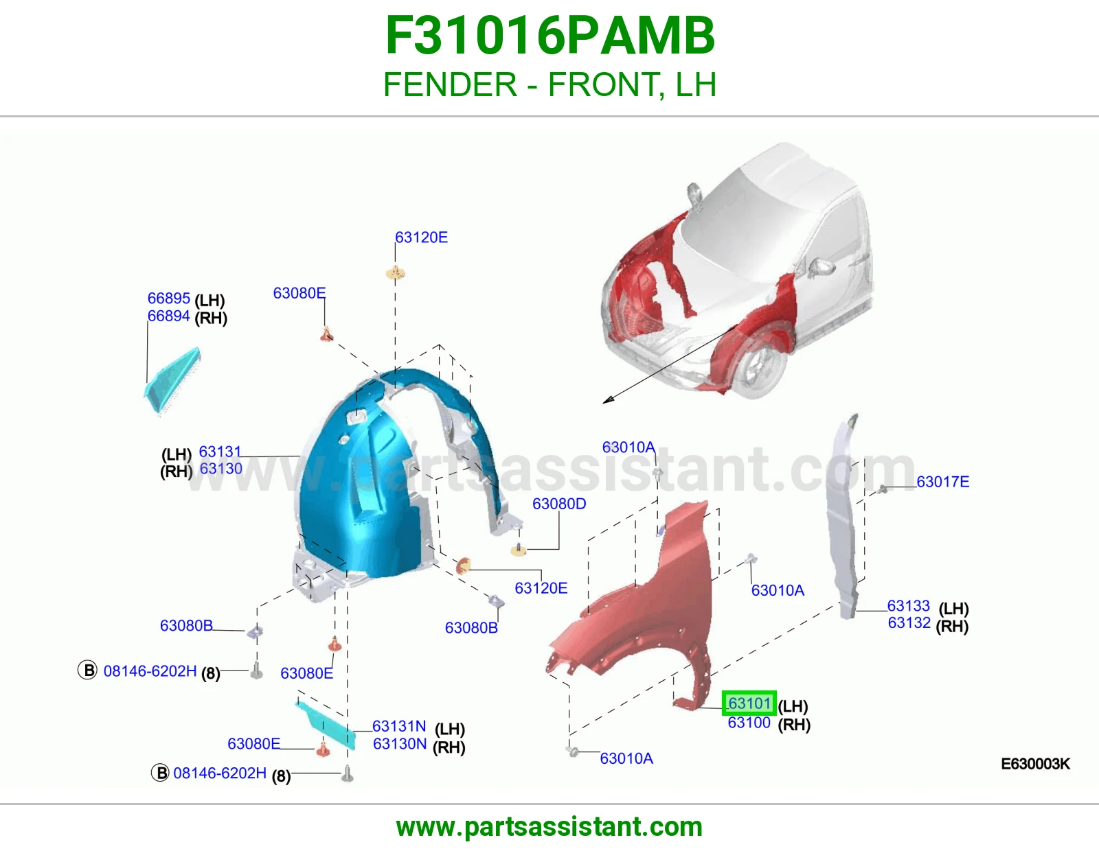 رفرف امامي يسار F31016PAMB
