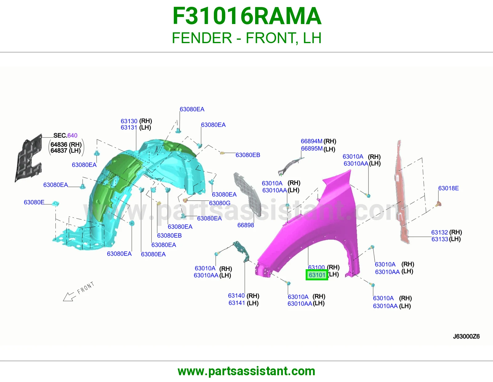 رفرف امامي يسار F31016RAMA