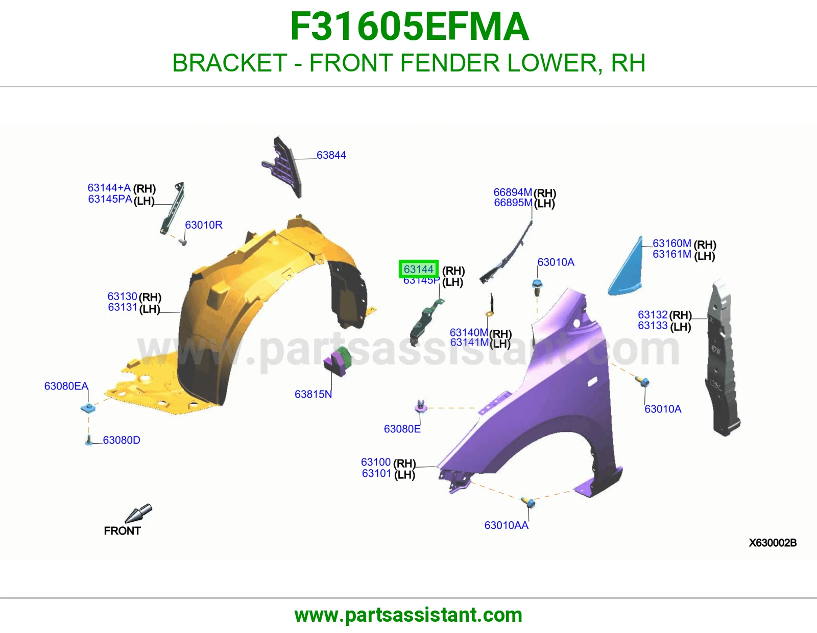 قاعدة رفرف أمامي تحت يمين F31605EFMA