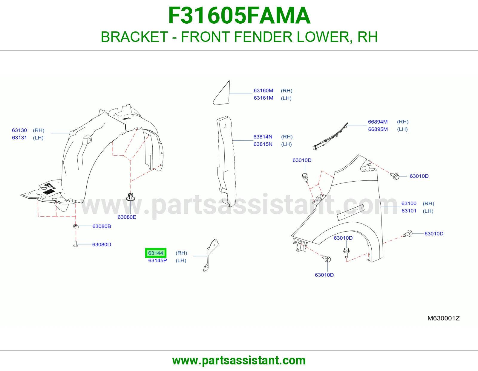 قاعدة رفرف أمامي تحت يمين F31605FAMA