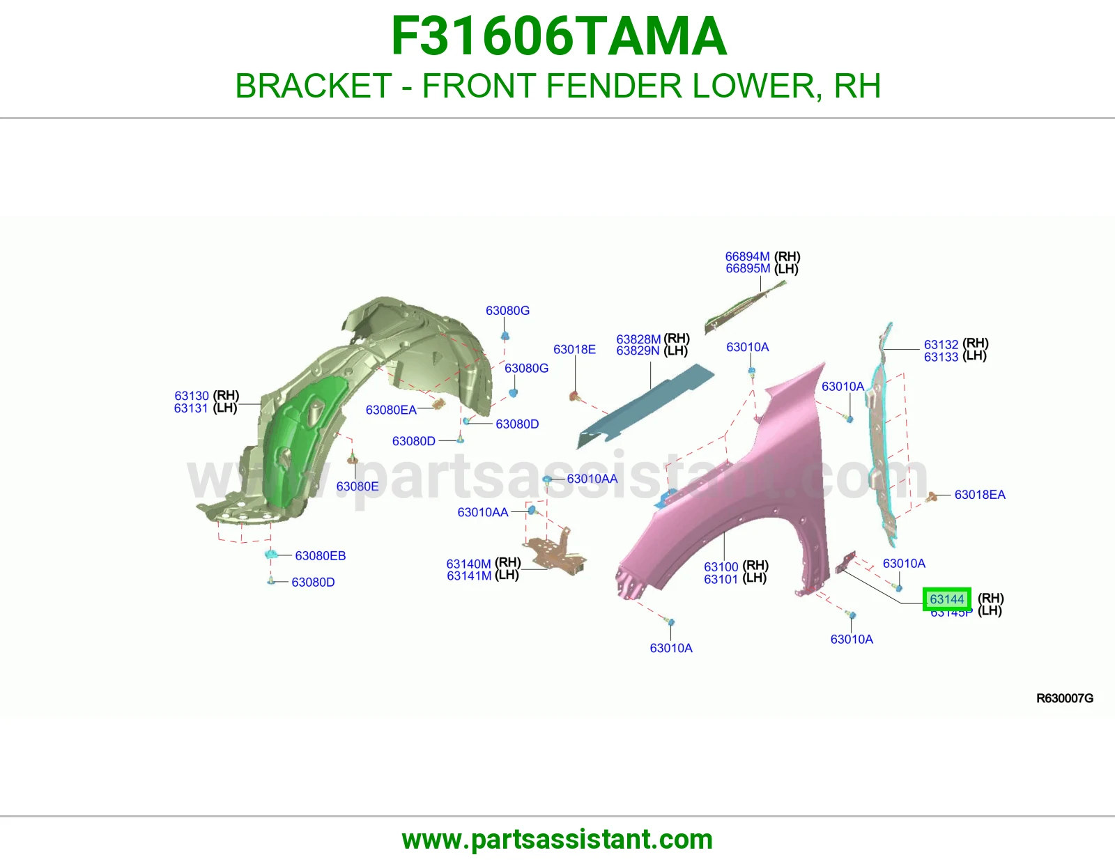 قاعدة رفرف أمامي تحت يمين F31606TAMA