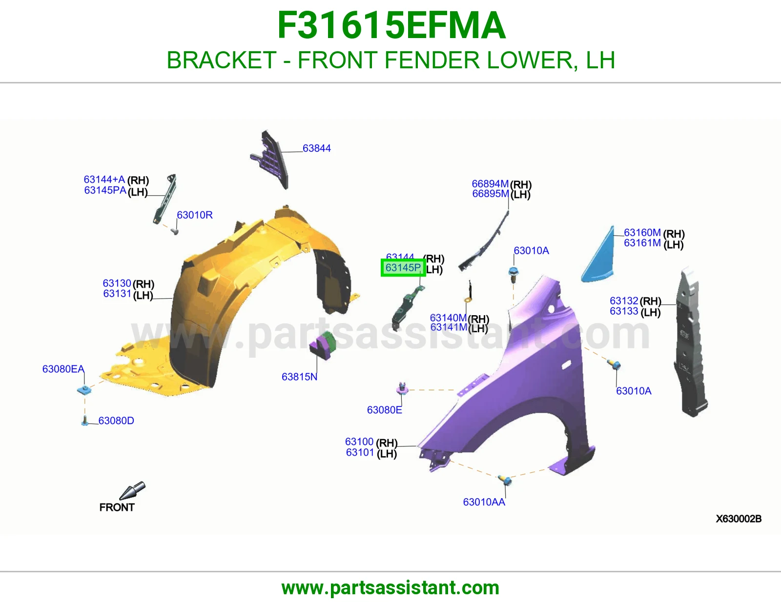 قاعدة رفرف أمامي تحت يسار F31615EFMA