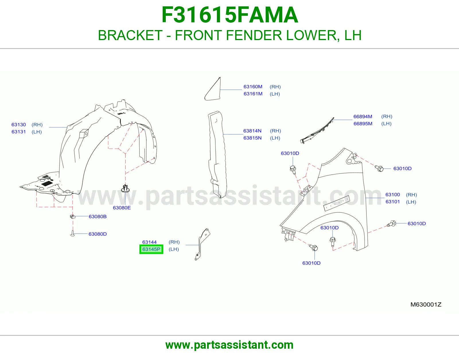قاعدة رفرف أمامي تحت يسار F31615FAMA