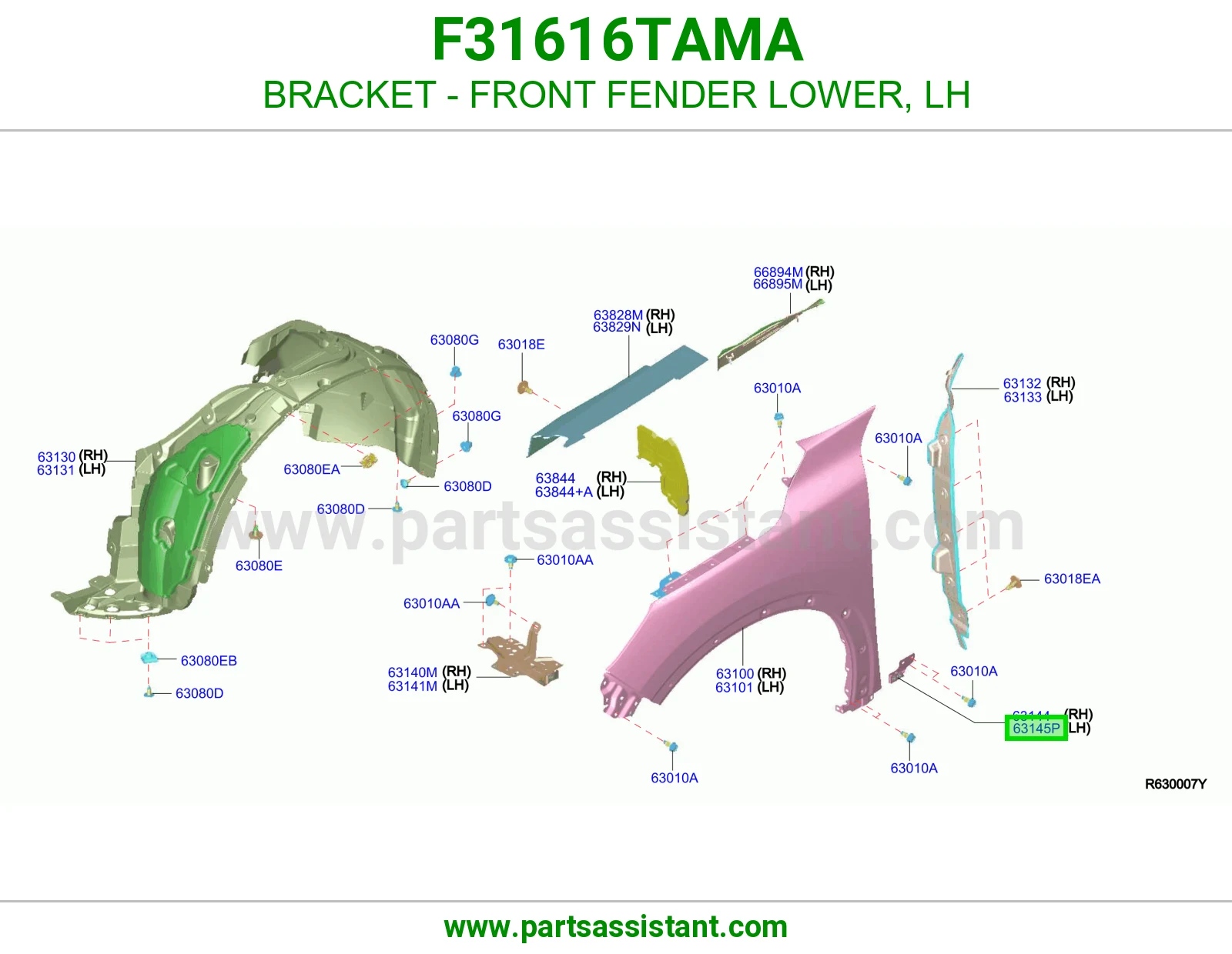 قاعدة رفرف أمامي تحت يسار F31616TAMA