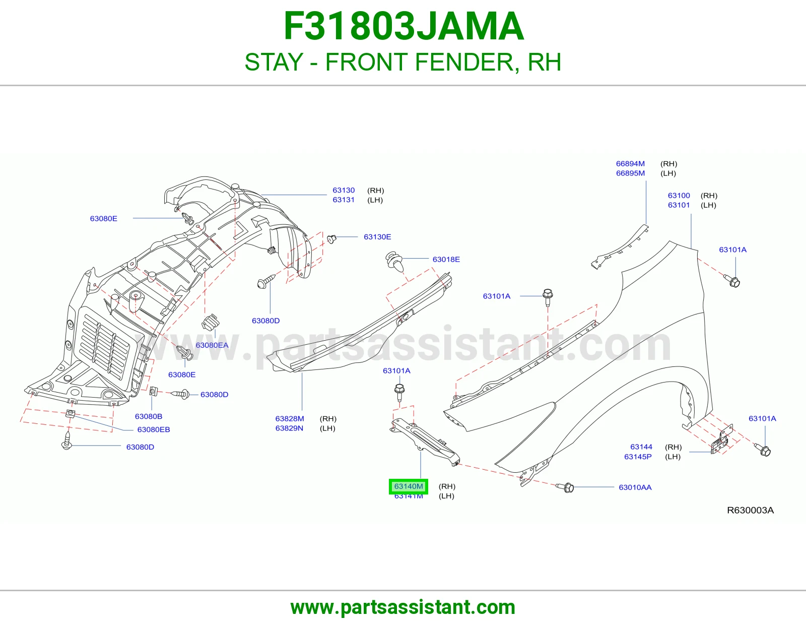 دعامة رفرف أمامي يمين F31803JAMA