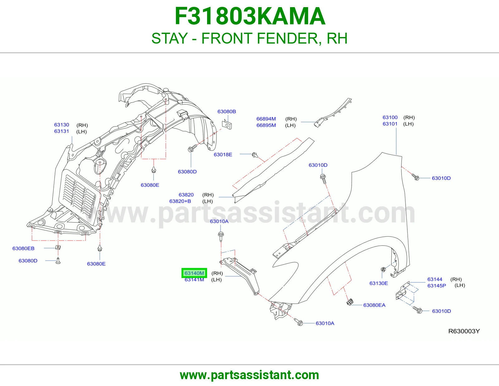 دعامة رفرف أمامي يمين F31803KAMA