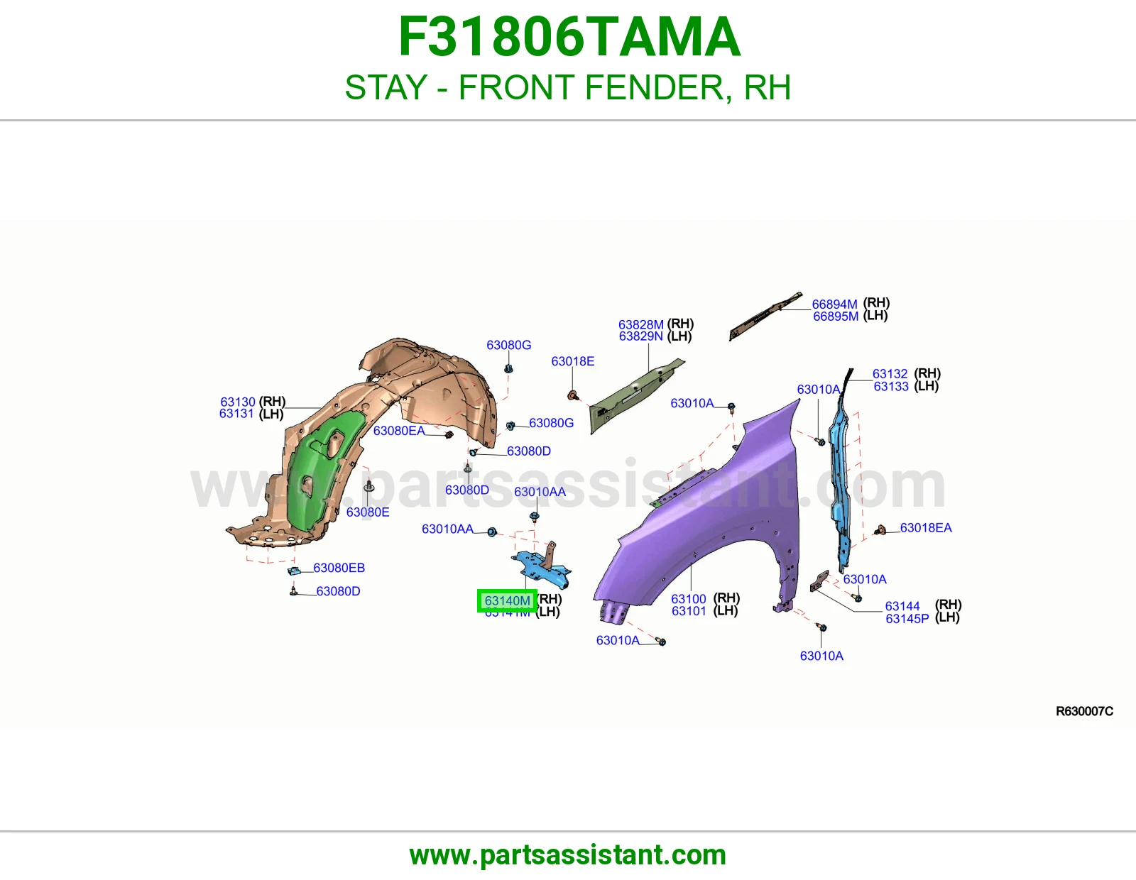دعامة رفرف أمامي يمين F31806TAMA