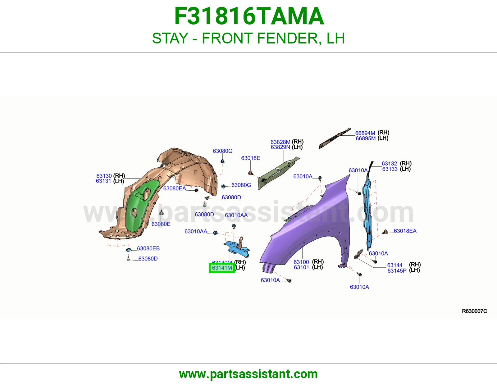 دعامة رفرف أمامي يسار F31816TAMA