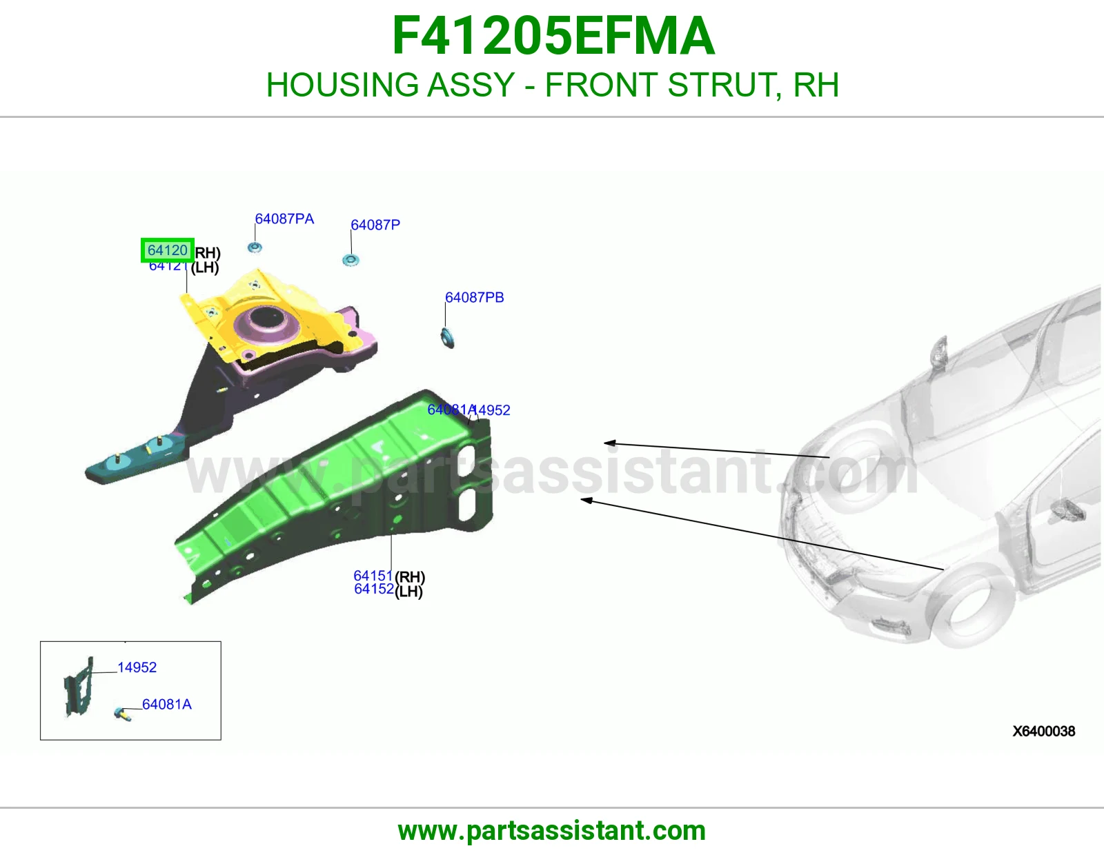 علبة مساعد أمامي يمين كاملة F41205EFMA