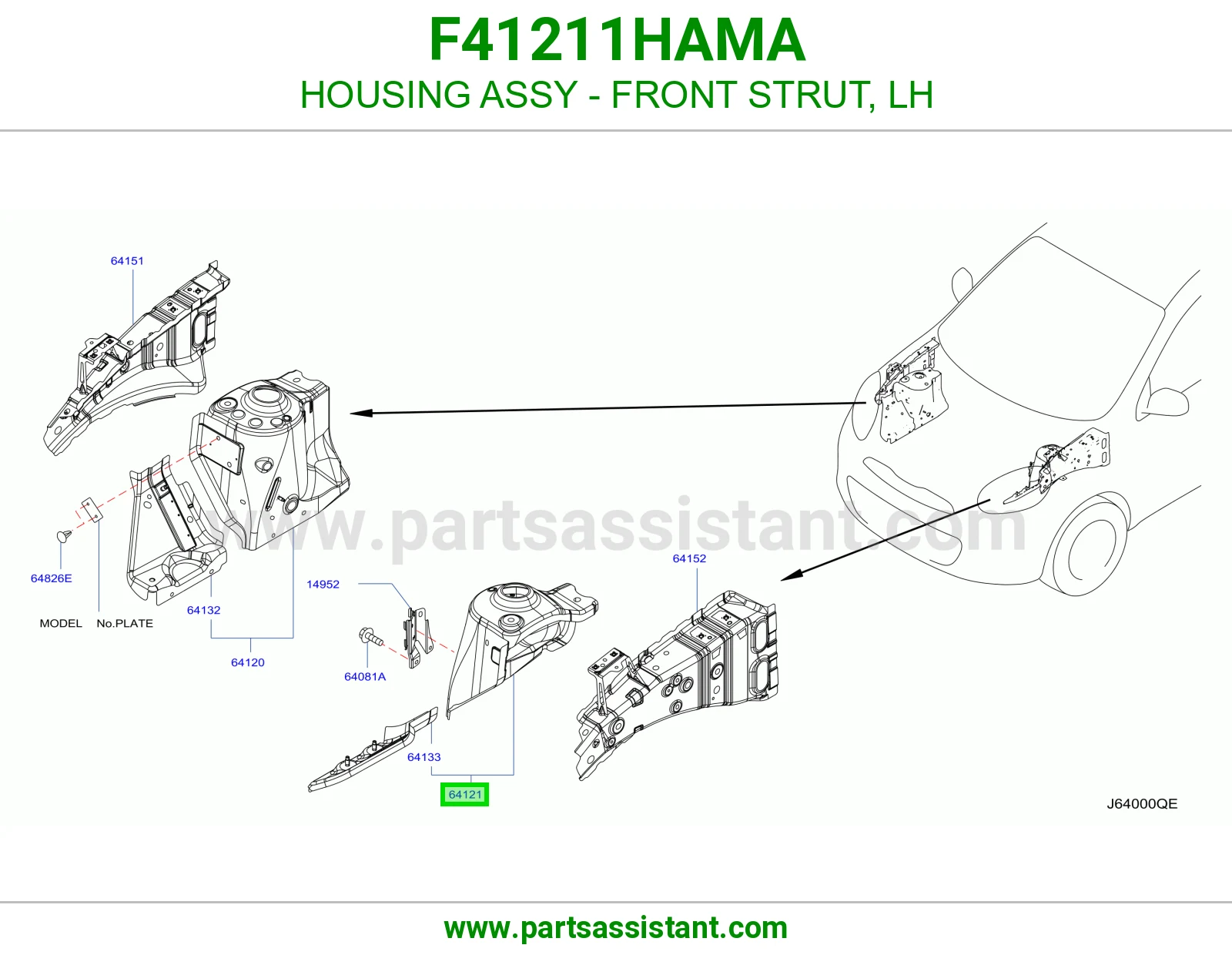 علبة مساعد أمامي يسار كاملة F41211HAMA