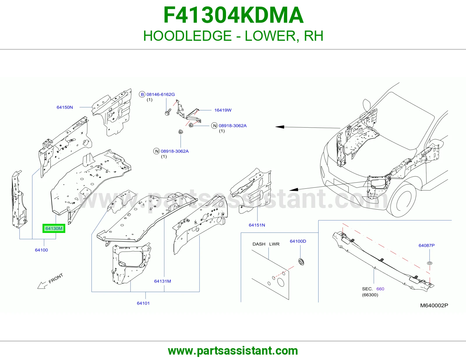 حافة حوض كبوت تحت يمين F41304KDMA