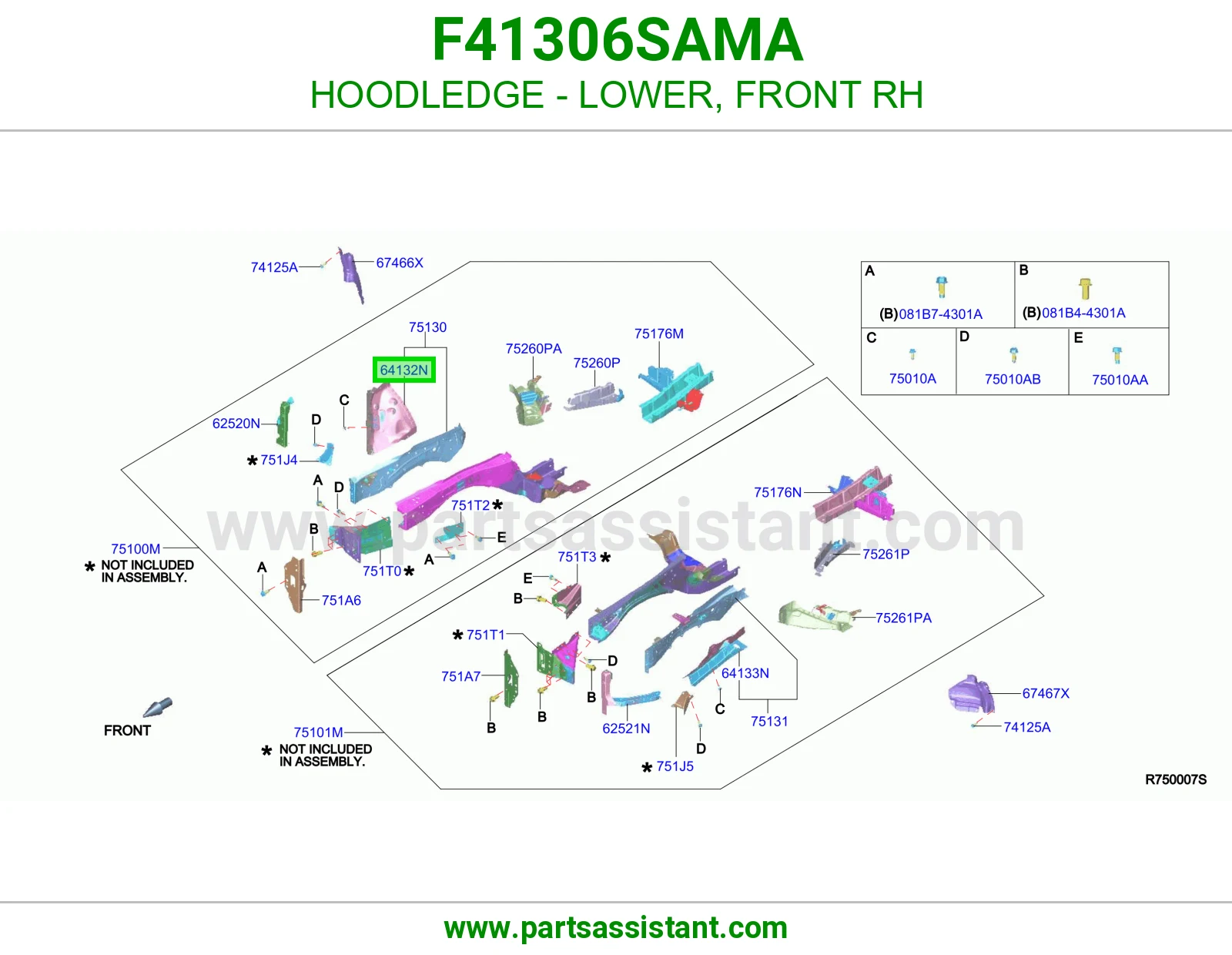 حافة حوض كبوت تحت أمامي يمين F41306SAMA