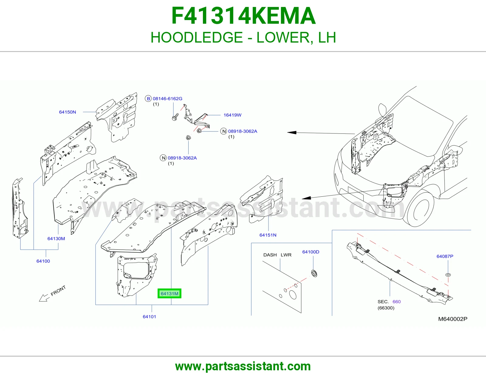 حافة حوض كبوت تحت يسار F41314KEMA
