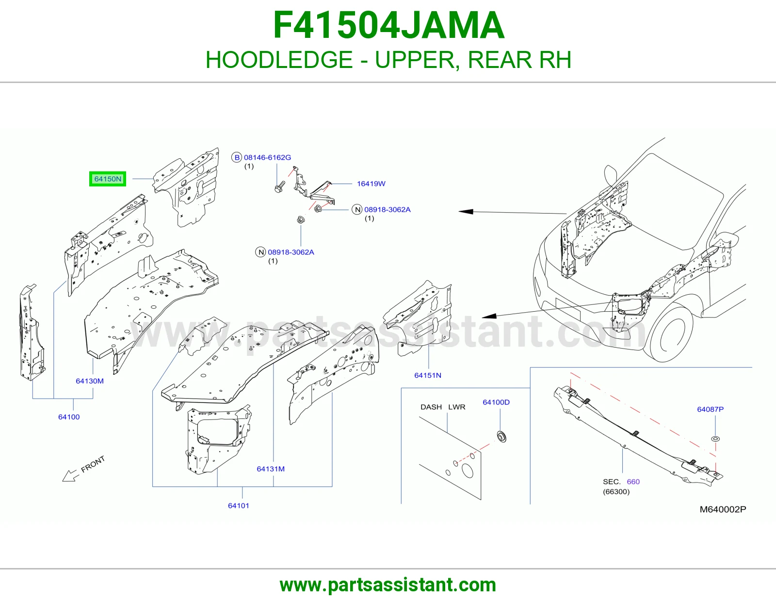 حافة حوض كبوت فوق خلفي يمين F41504JAMA