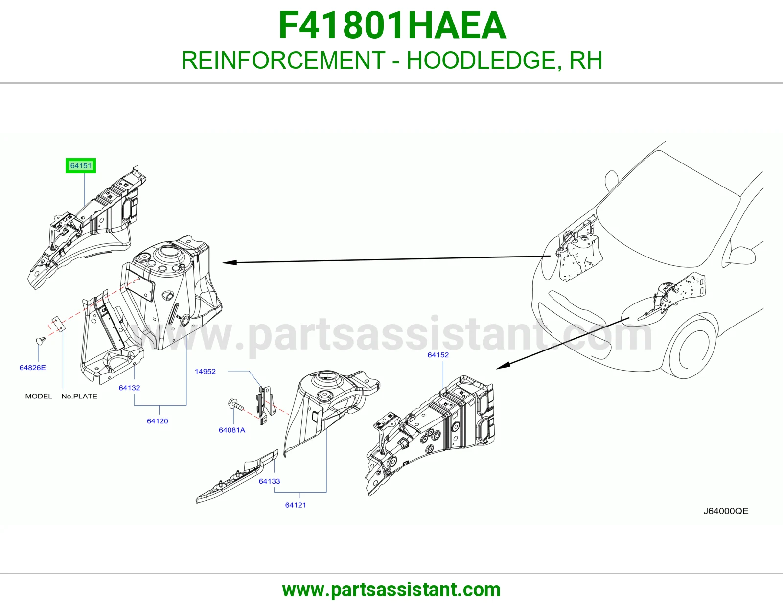 تقوية حافة حوض كبوت يمين F41801HAEA